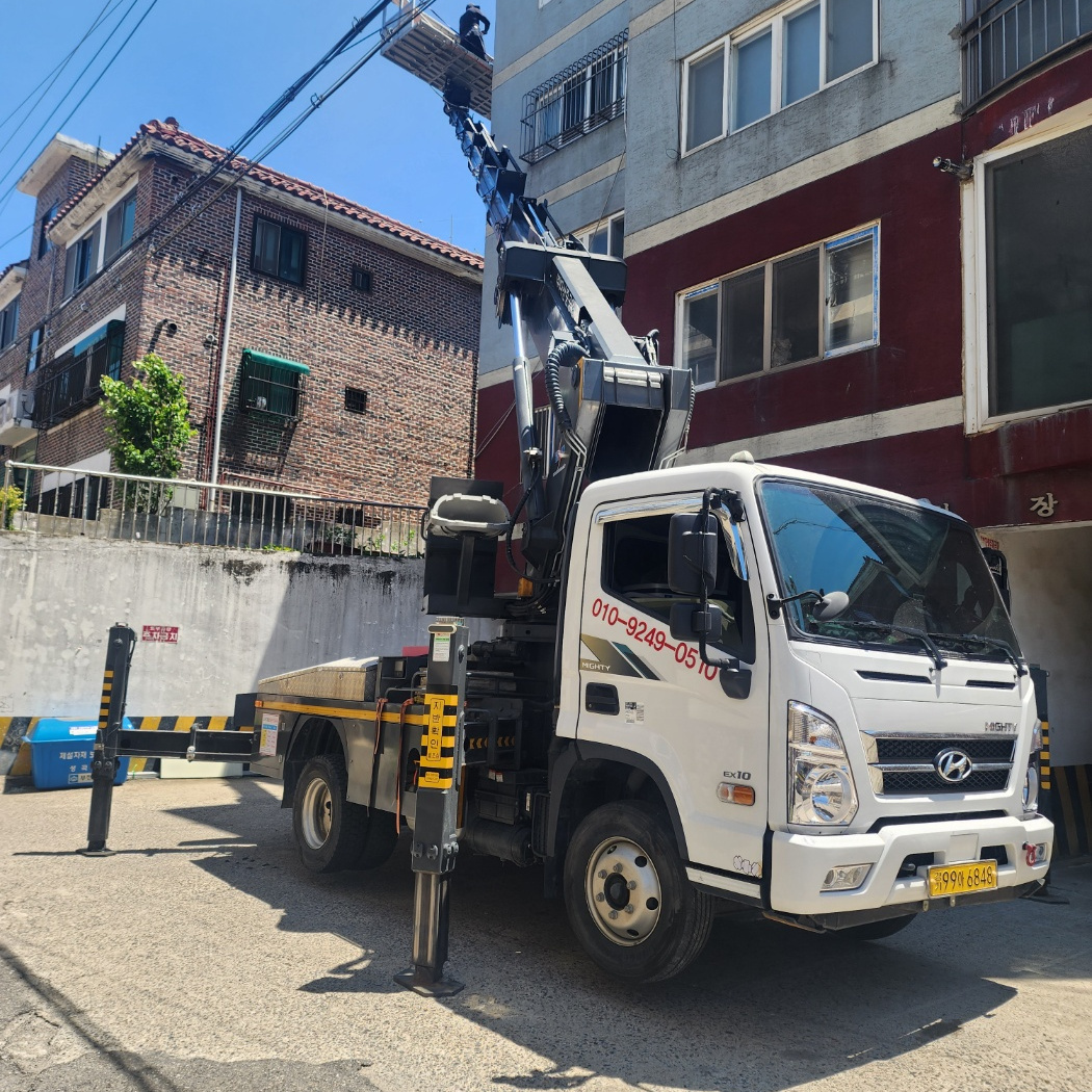 제천 명지동 외벽 도색 스카이차 작업