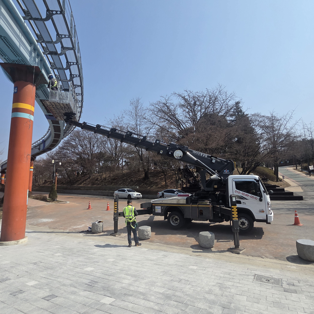논산 외벽 도색 스카이차 작업